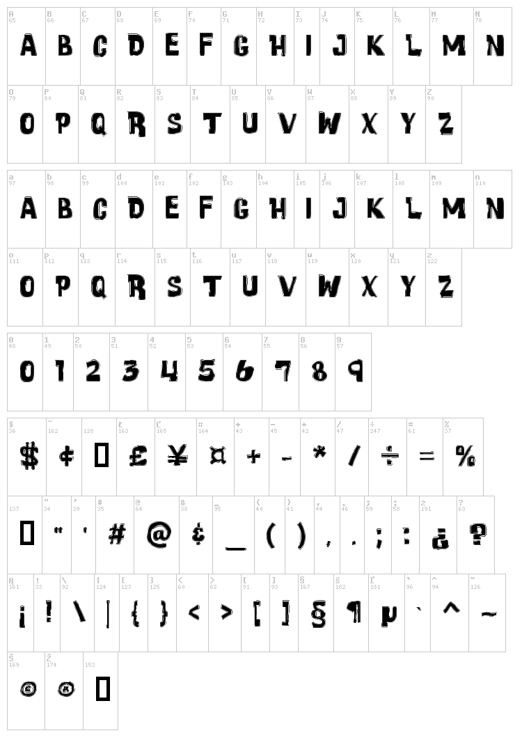 Cartoonic Massive font map